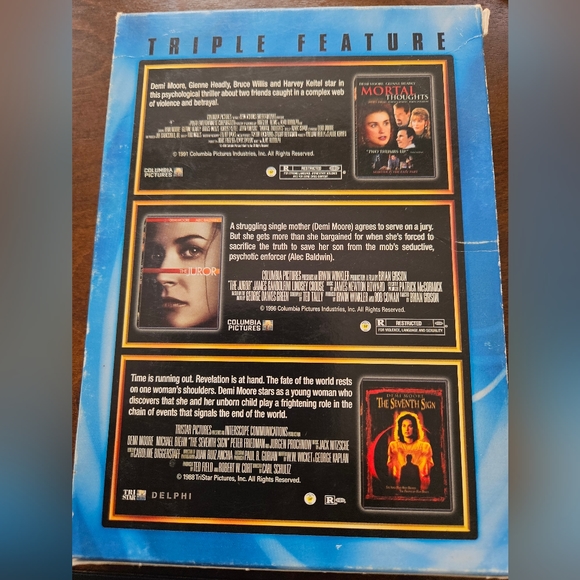 TRIPLE FEATURE (3 DISC SET) MORTAL THOUGHTS, THE JUROR, AND THE SEVENTH SIGN. - Picture 2 of 5